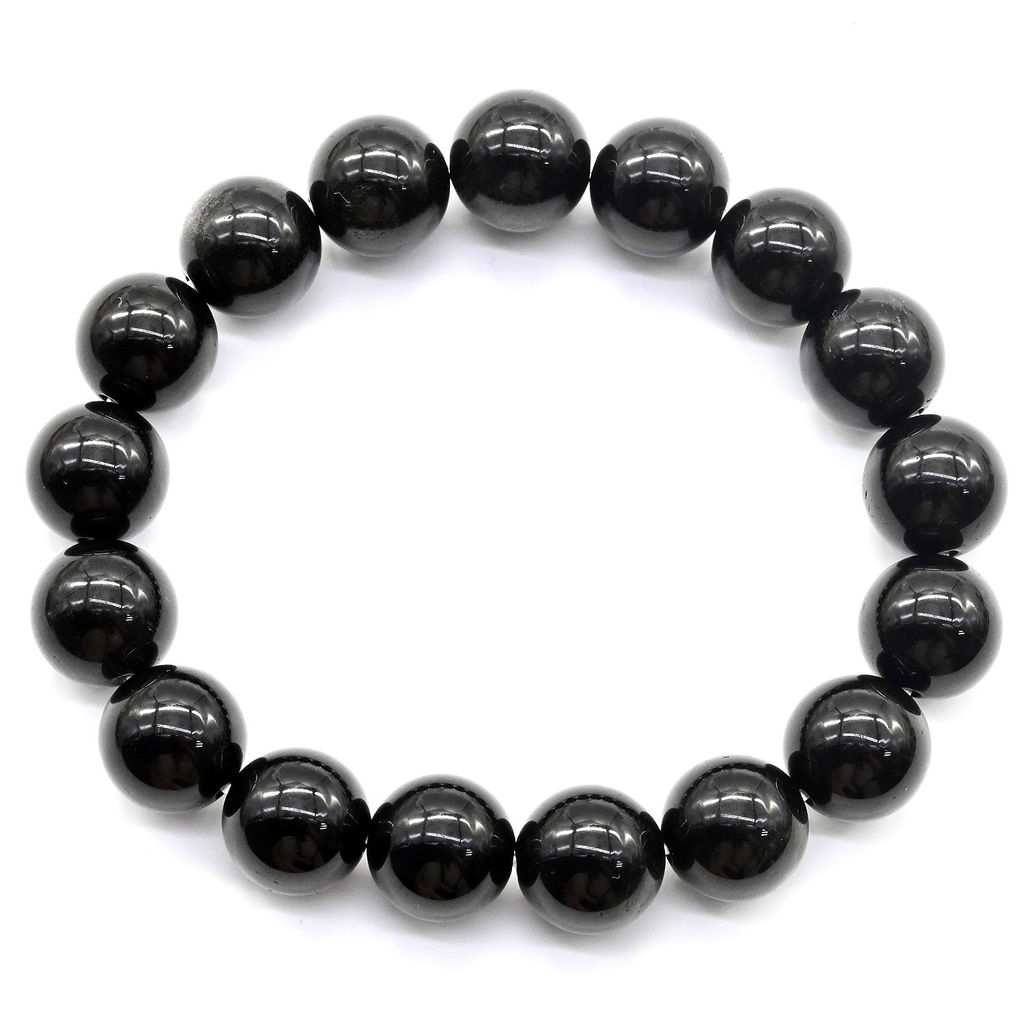 Обсидиан браслет шарик 12мм