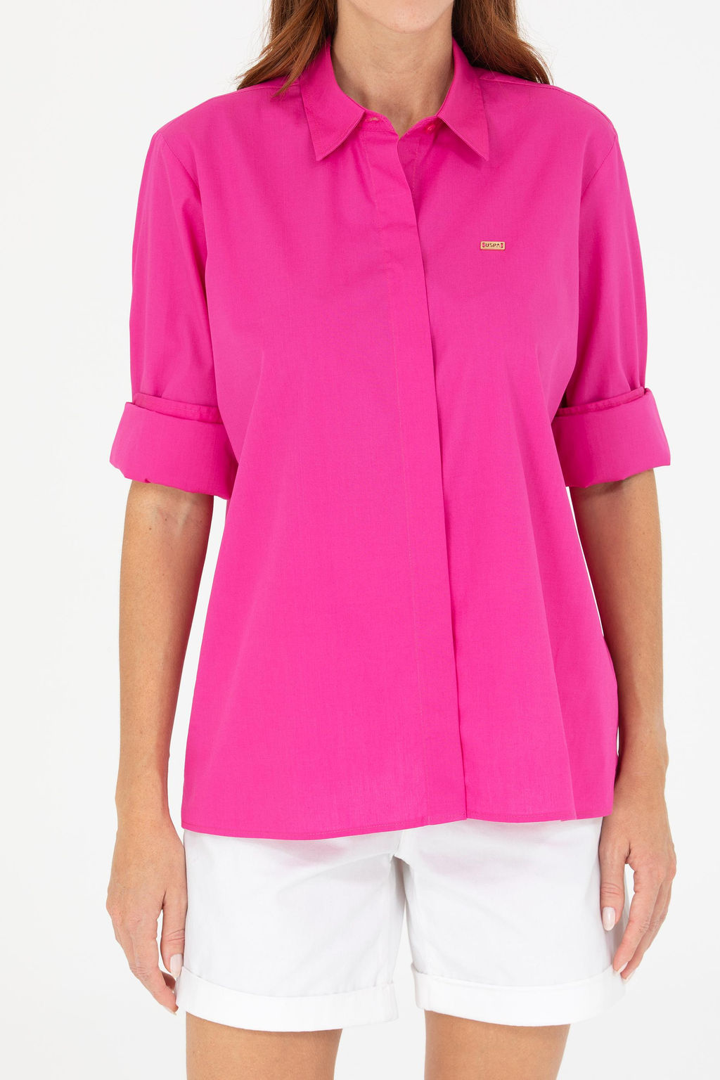 U. S. Polo Assn Женская рубашка с длинным рукавом цвета фуксии - U.s. polo assn фото 6