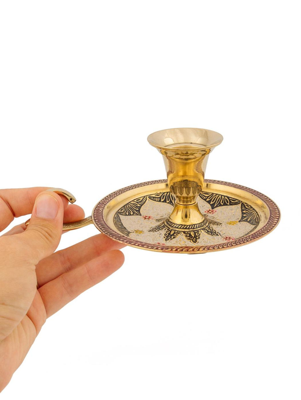 Подсвечник с ручкой №П231005/5 (эмаль черная, белая) 2шт/уп. - Ганг фото 4