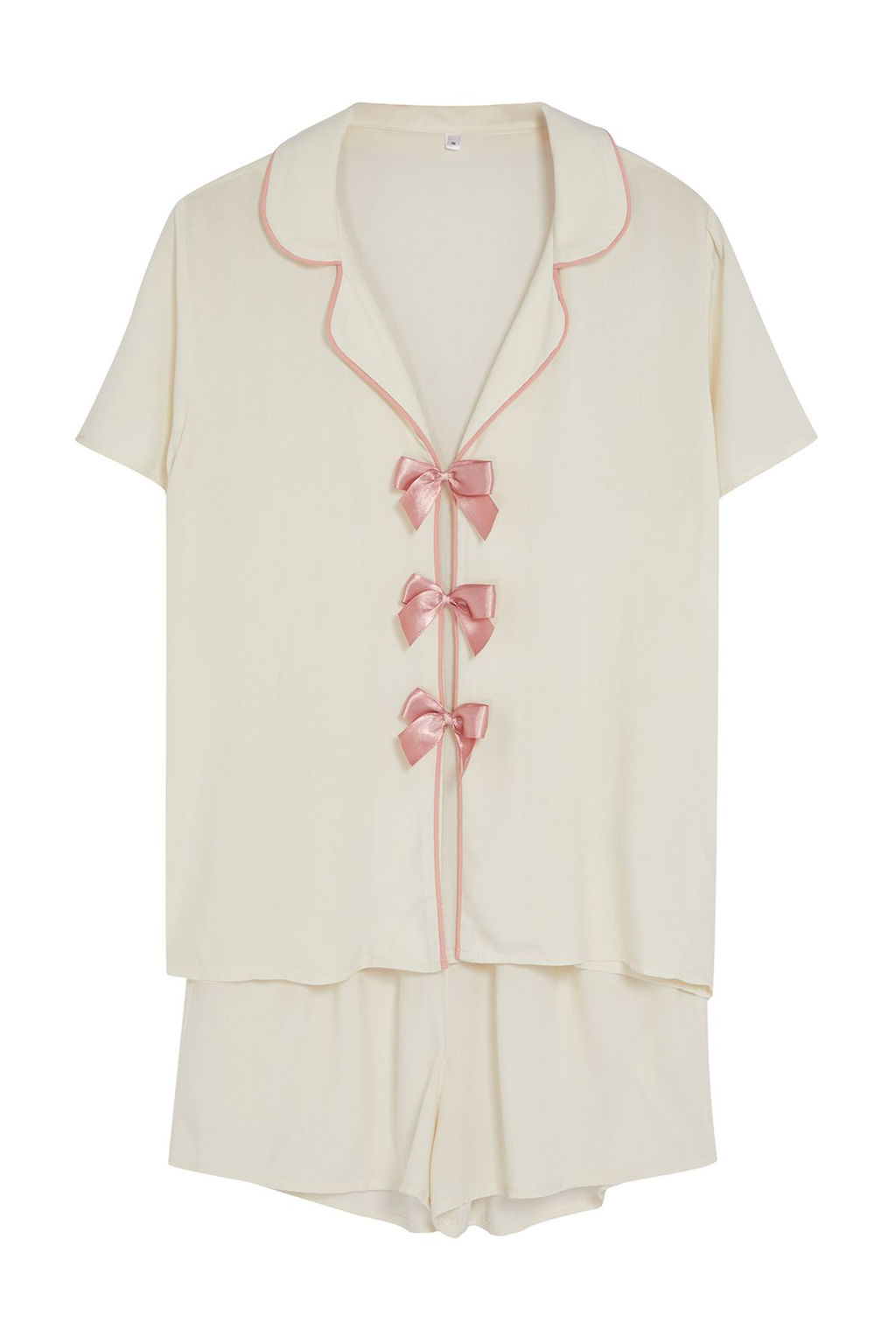 Trendyolmilla Beyaz Kurdele/Fiyonk ve Biye Detayl? Viskon Sortlu Dokuma Pijama Tak?m? THMSS24PT00290 фото 12