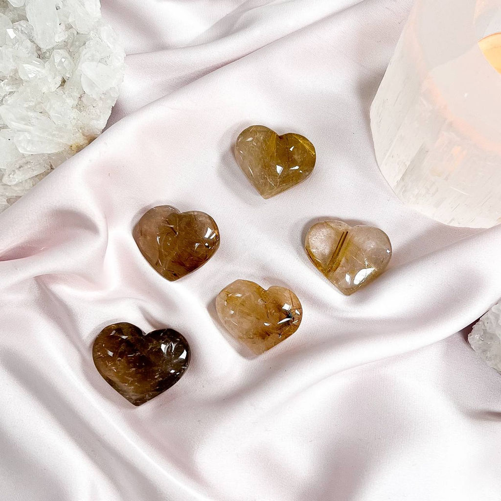 Сердце полированное из Рутилового кварца