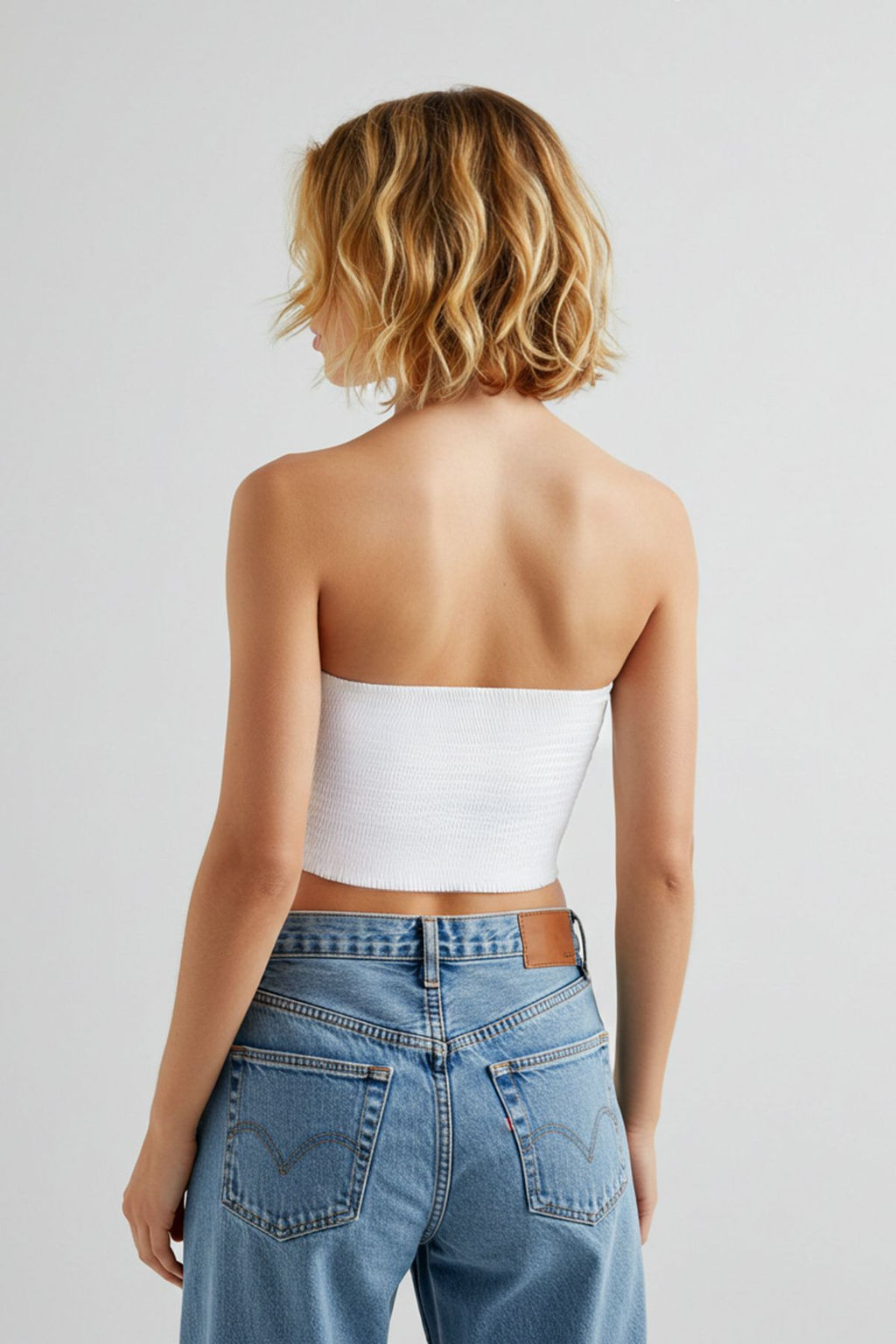 Trendyolmilla Siyah Straplez Dugme Detayl? Crop Dokuma Bluz TWOAW24BZ00421  фото 2