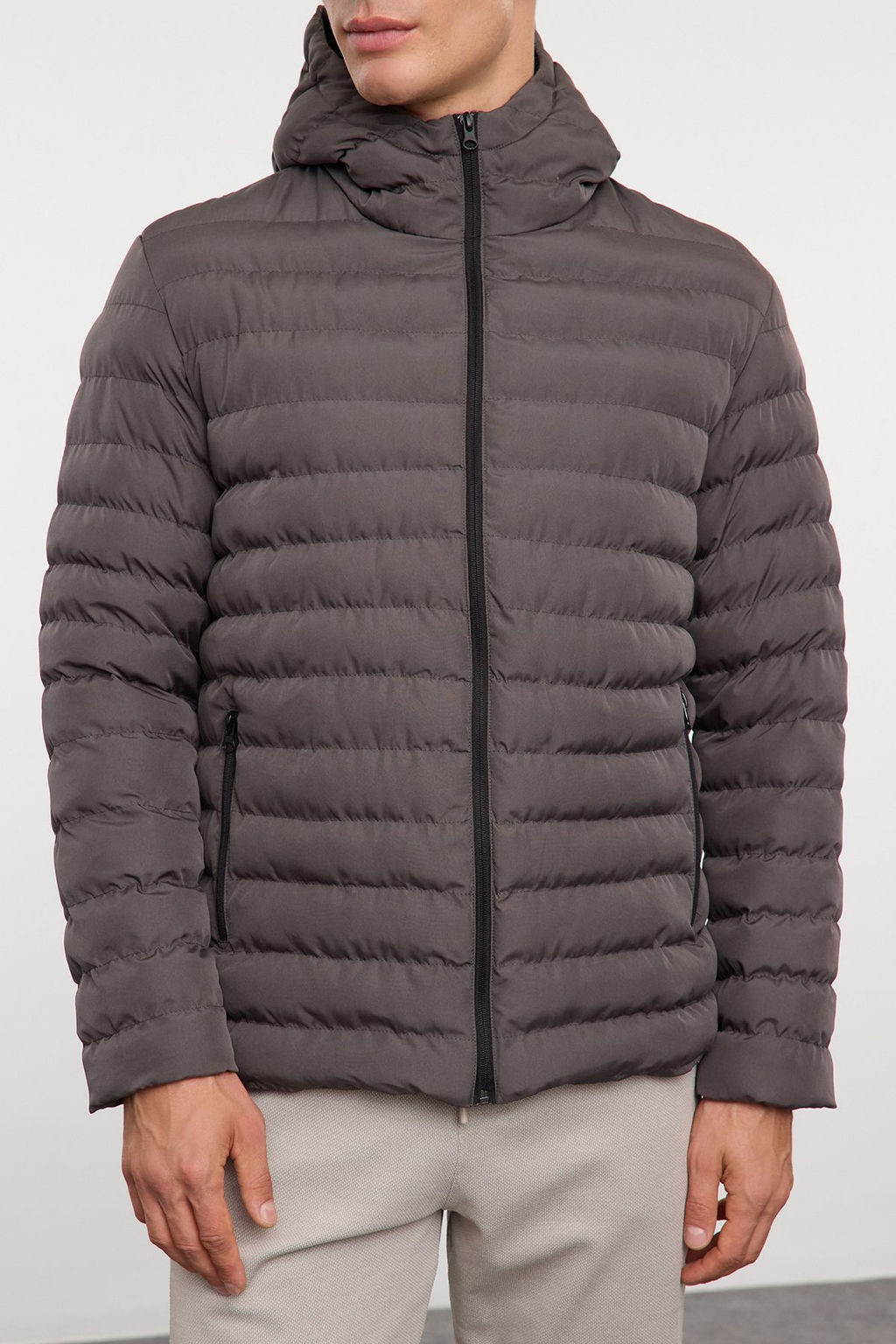TRENDYOL MAN Antrasit Regular Fit Kapusonlu K?sl?k Mont TMNAW25MO00028 - Trendyolmilla фото 13