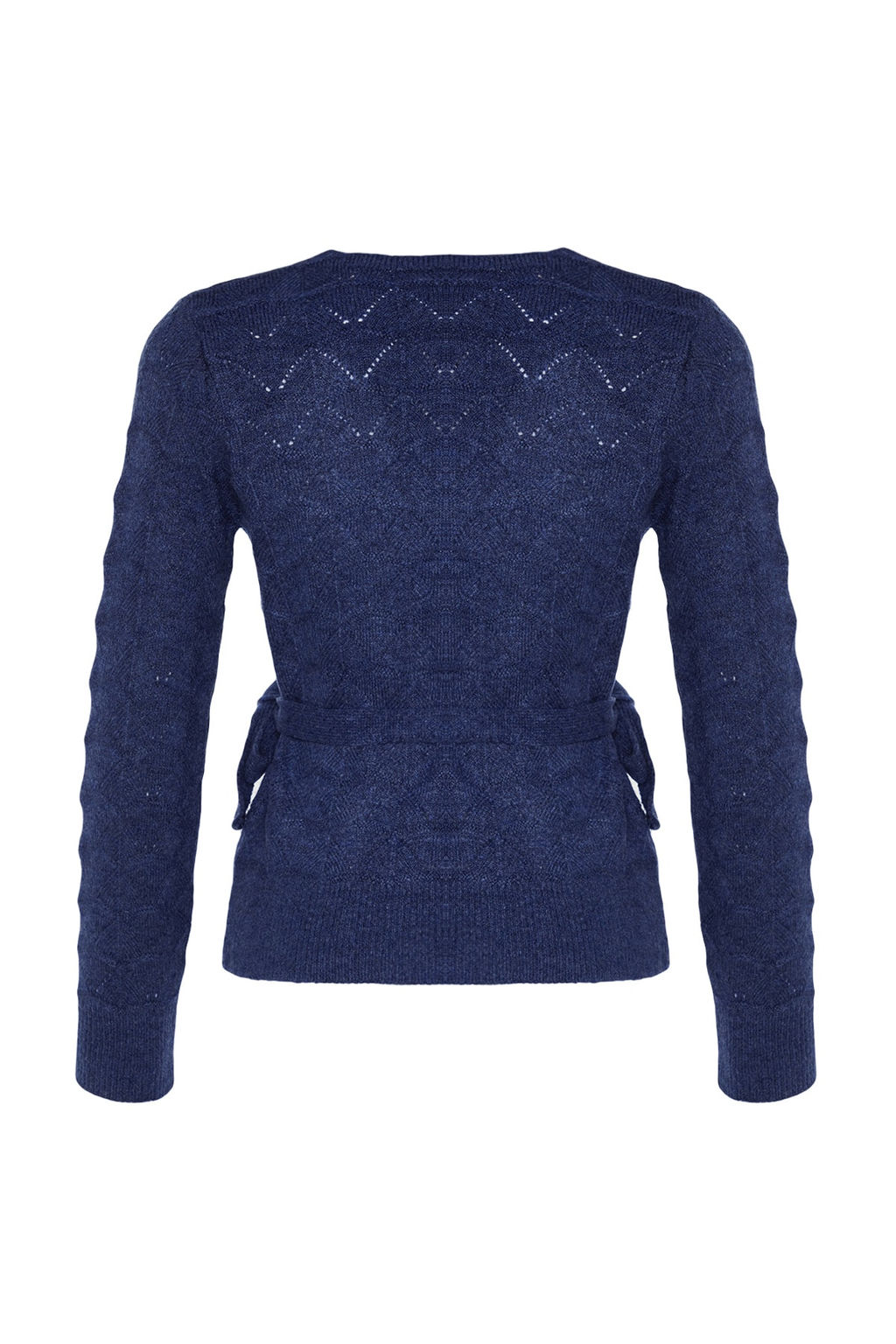 Indigo Yumusak Dokulu Kruvaze Yaka Triko Kazak TWOAW24KZ00837 - Trendyolmilla фото 8