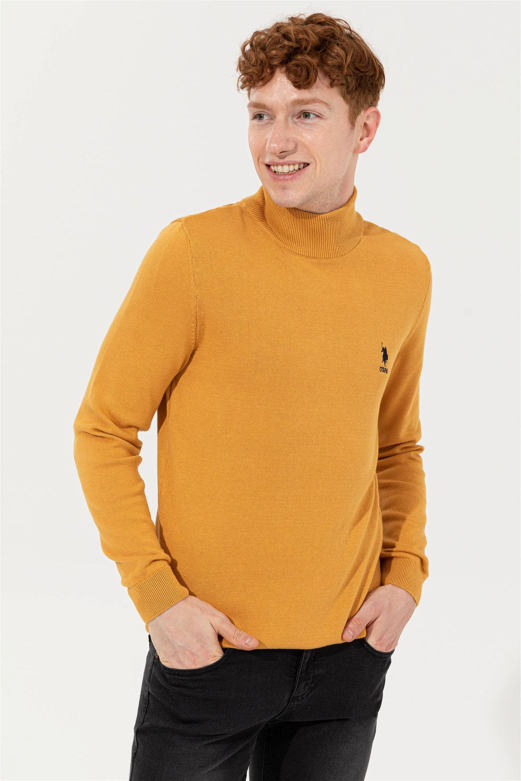 Мужской желтый трикотажный свитер Basic - U.s. polo assn фото 9