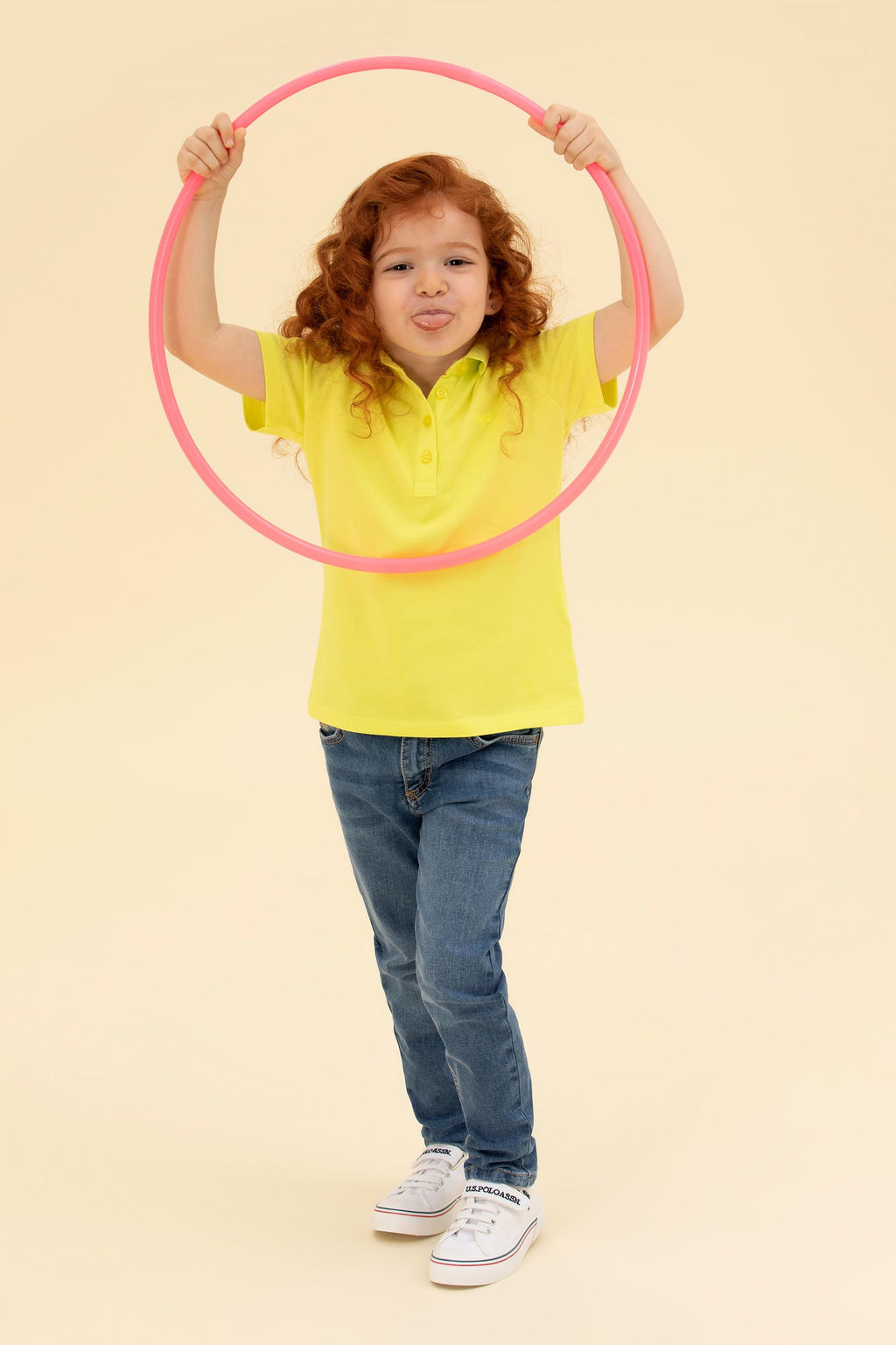 U. S. Polo Assn Неоново-желтая базовая футболка с воротником-поло для девочек - U.s. polo assn фото 2