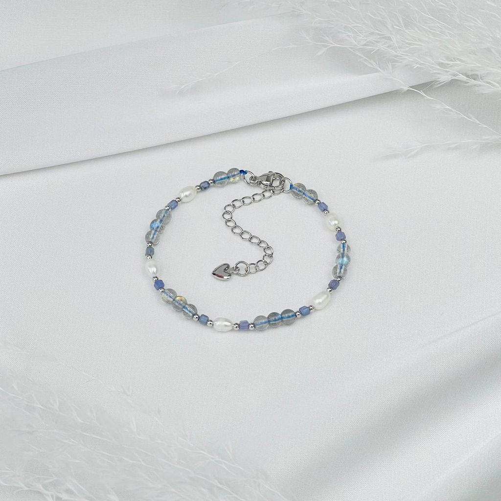 Браслет из Лабрадора, Танзанита и Жемчуга - Радуга самоцветов фото 2