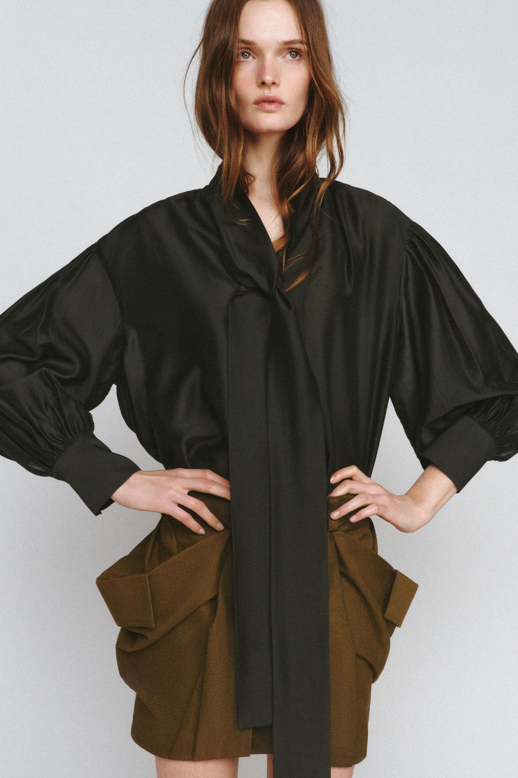 ZW COLLECTION SATIN SCARF SHIRT - Zara фото 23