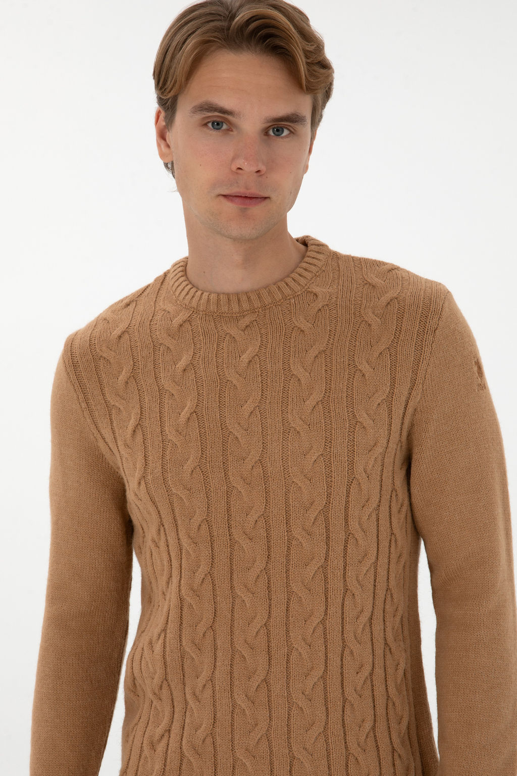Erkek Regular Fit Bisiklet Yaka Camel Kazak - U.s. polo assn фото 9