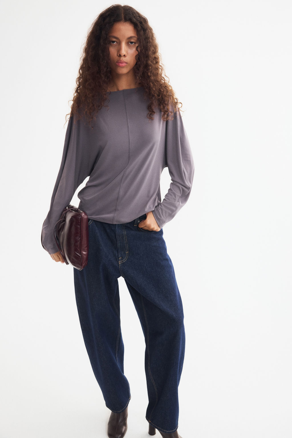 Top de manga larga con escote barco - H&m фото 4