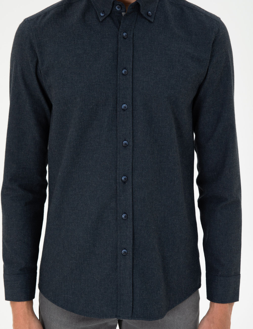 Lacivert Slim Fit Uzun Kollu G_mlek