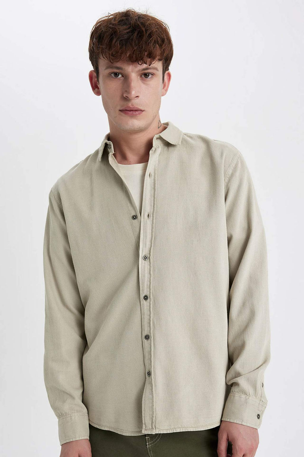 Regular Fit Tensel Uzun Kollu Basic Duz Gomlek - Defacto фото 2