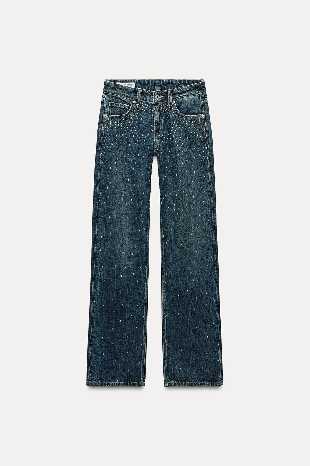 TRF RELAXED OVERSIZE RHINESTONE MID-WAIST JEANS - Zara фото 7