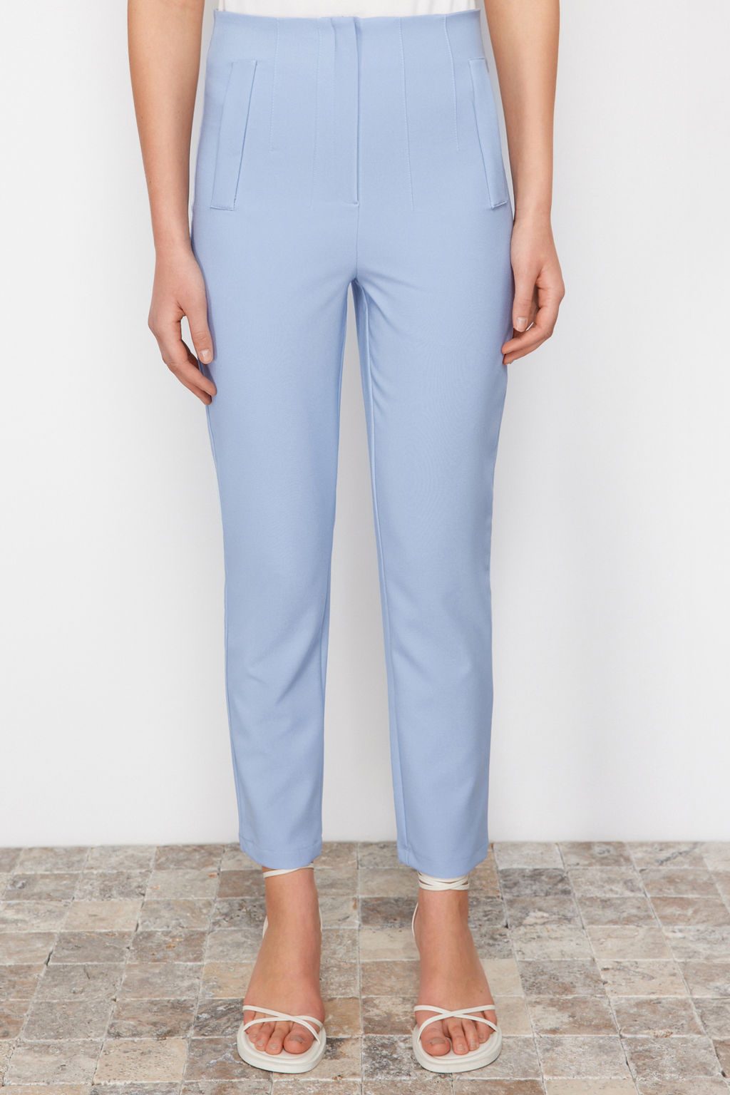 TRENDYOLMILLA Siyah Cigarette Kal?p Pensli Yuksek Bel Bilek Boy Dokuma Kumas Pantolon TWOSS20PL0515  фото 19