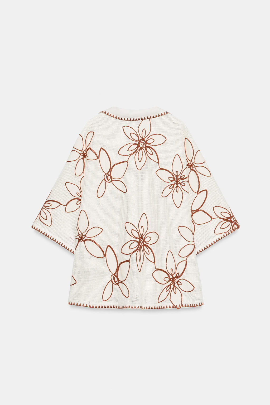 BLUSA KAFT?N BORDADA / Crudo / Marr?n - Zara фото 7