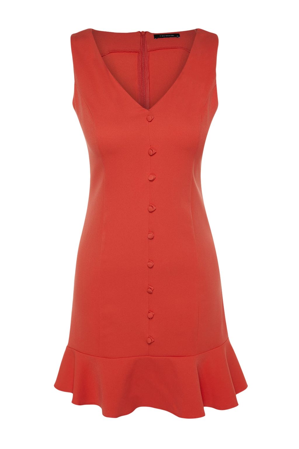 TRENDYOLMILLA Nar Cicegi A-Kesim Volanl? Dugme Detayl? Mini Dokuma Elbise TWOSS23EL02259  фото 6