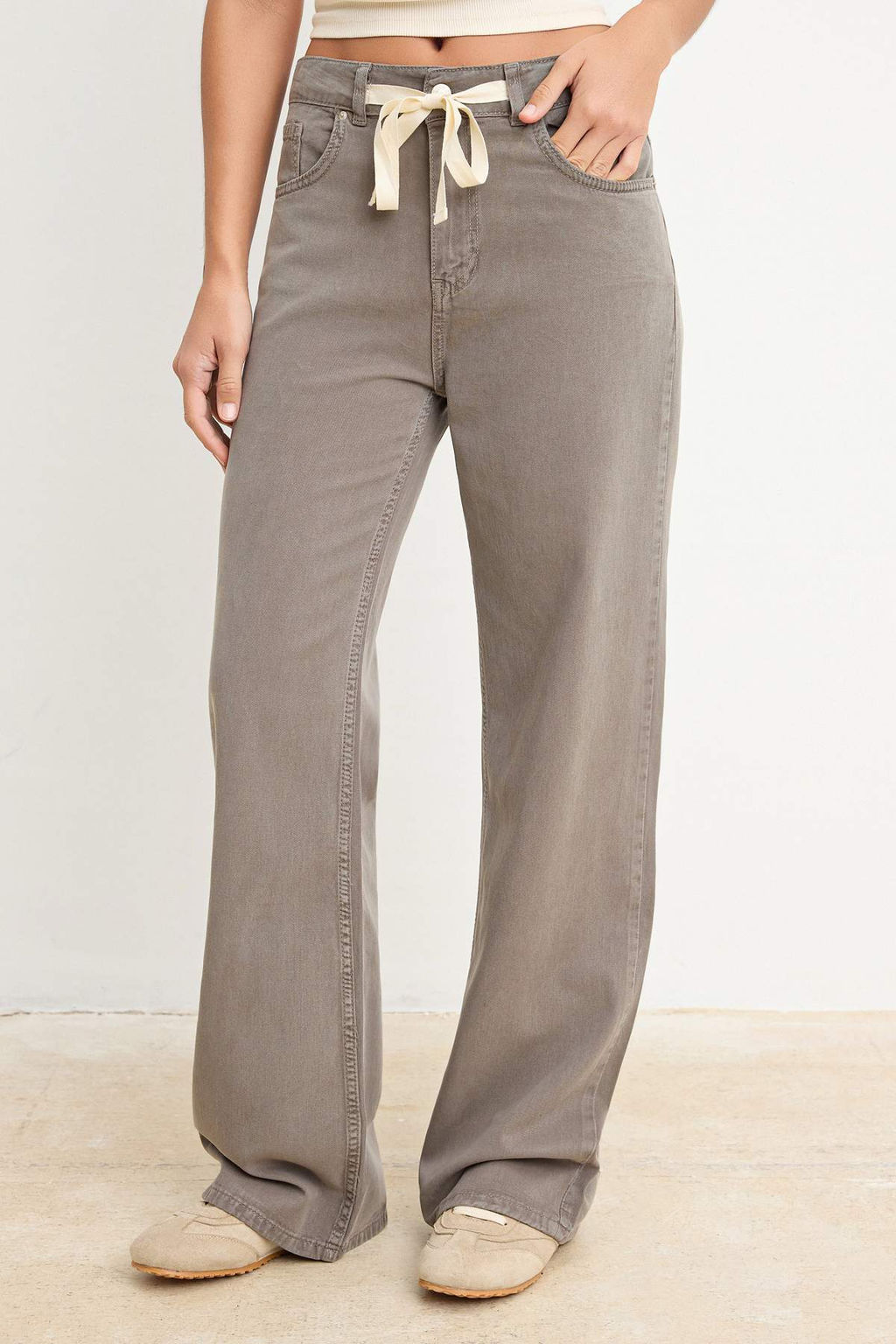 Vizon DOKUMLU Beli Lastikli Yuksek Bel Jeans Wide Leg TWOSS26JE00262 - Trendyolmilla фото 3