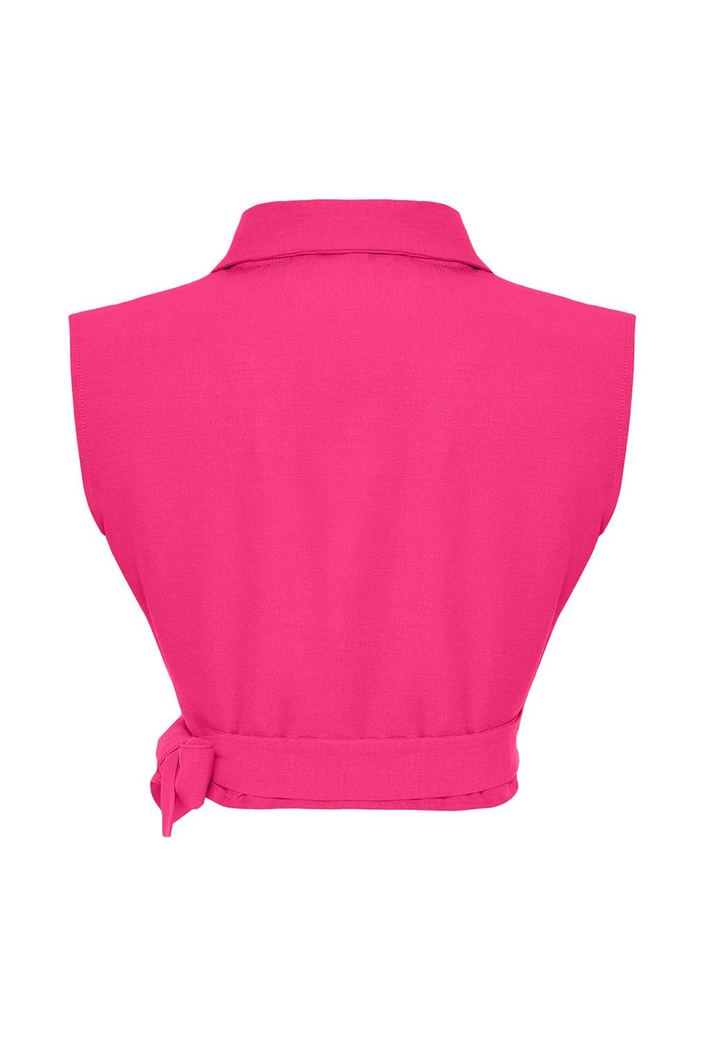 Pembe Baglamal? Keten Gorunumlu Crop Dokuma Bluz TWOSS23BZ00550