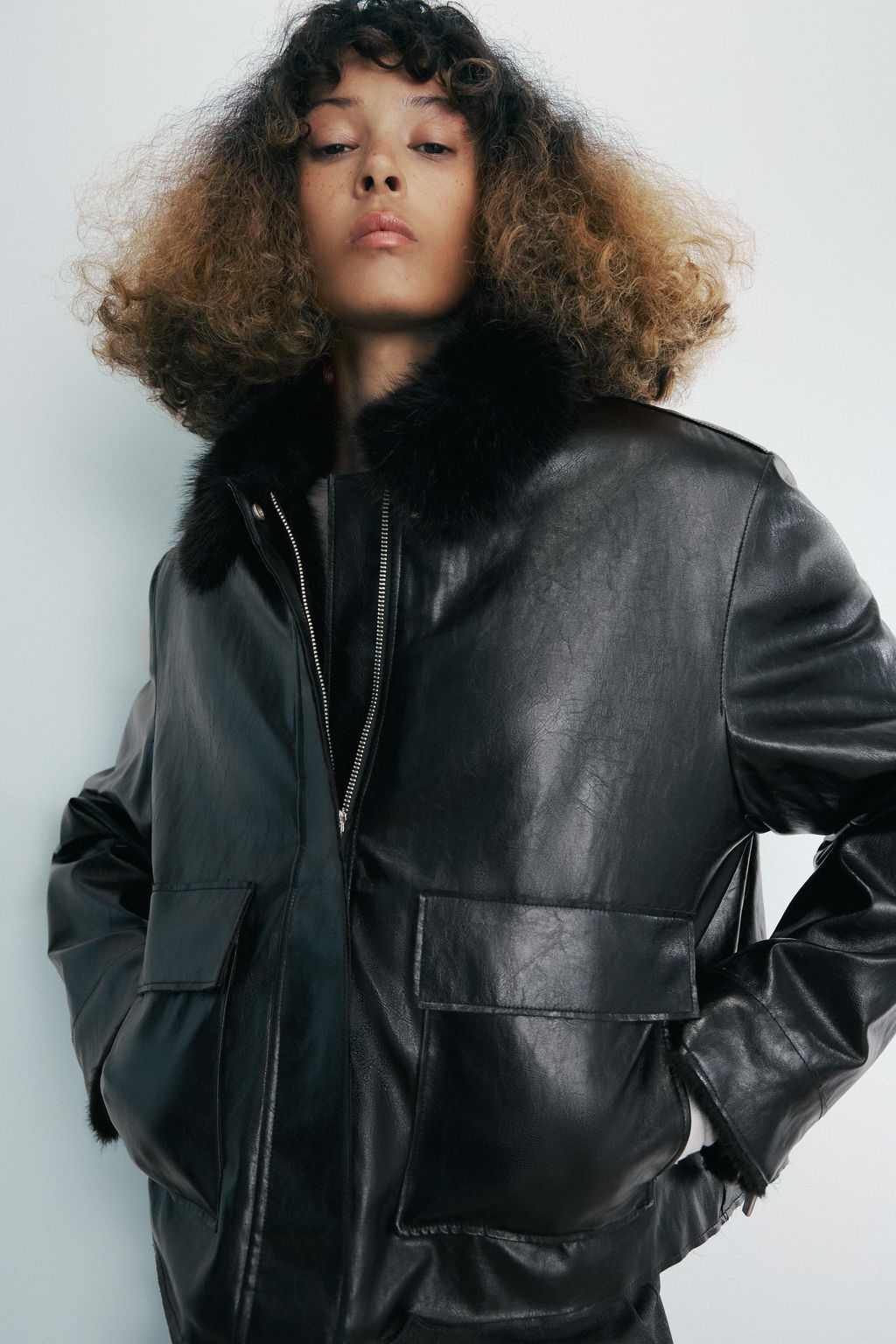 ZW COLLECTION LEATHER EFFECT JACKET - Zara фото 11