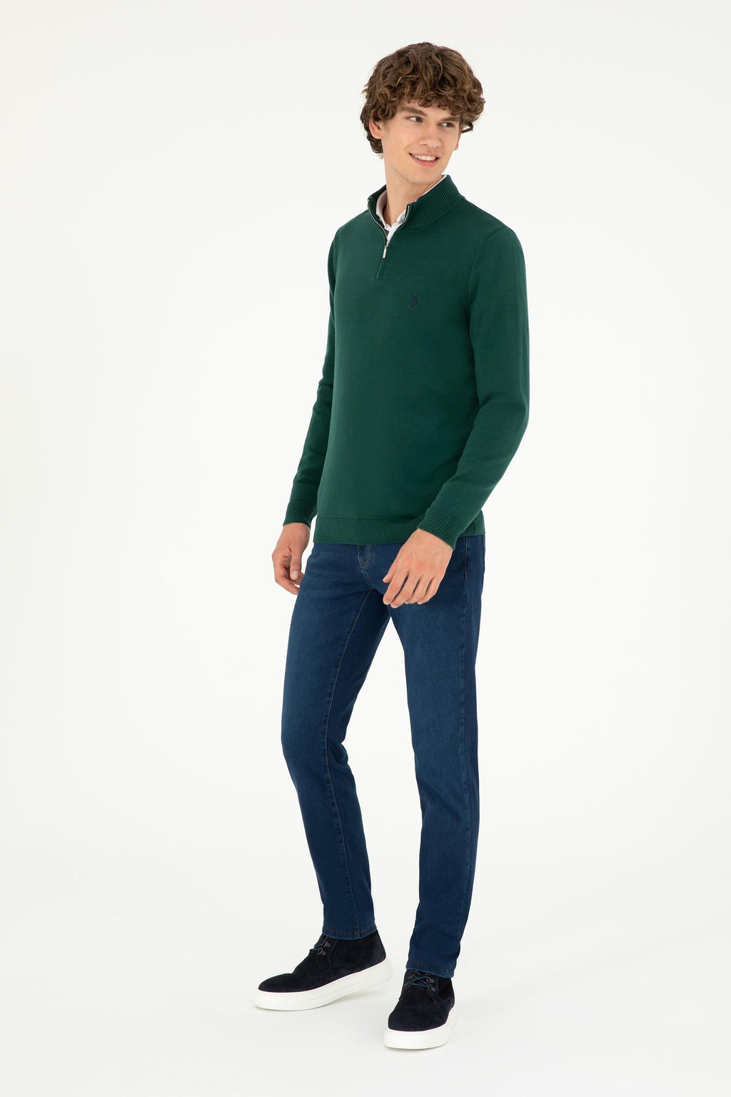 Мужской темно-зеленый базовый свитер - U.s. polo assn фото 11