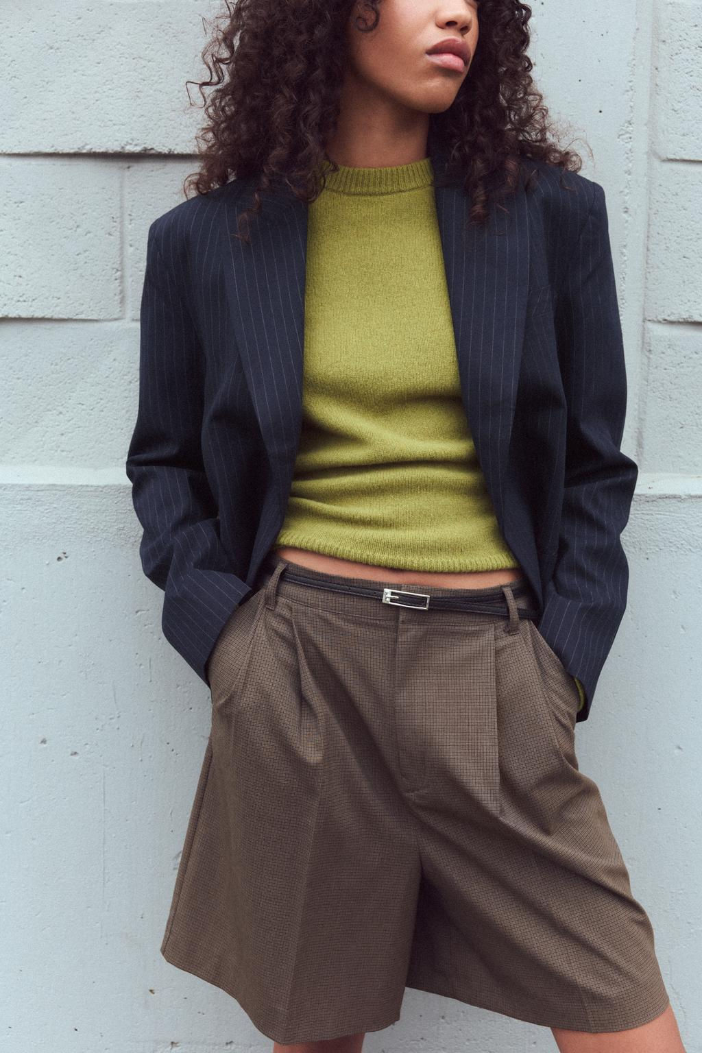 OVERSIZE PINSTRIPE CROPPED BLAZER - Zara фото 2