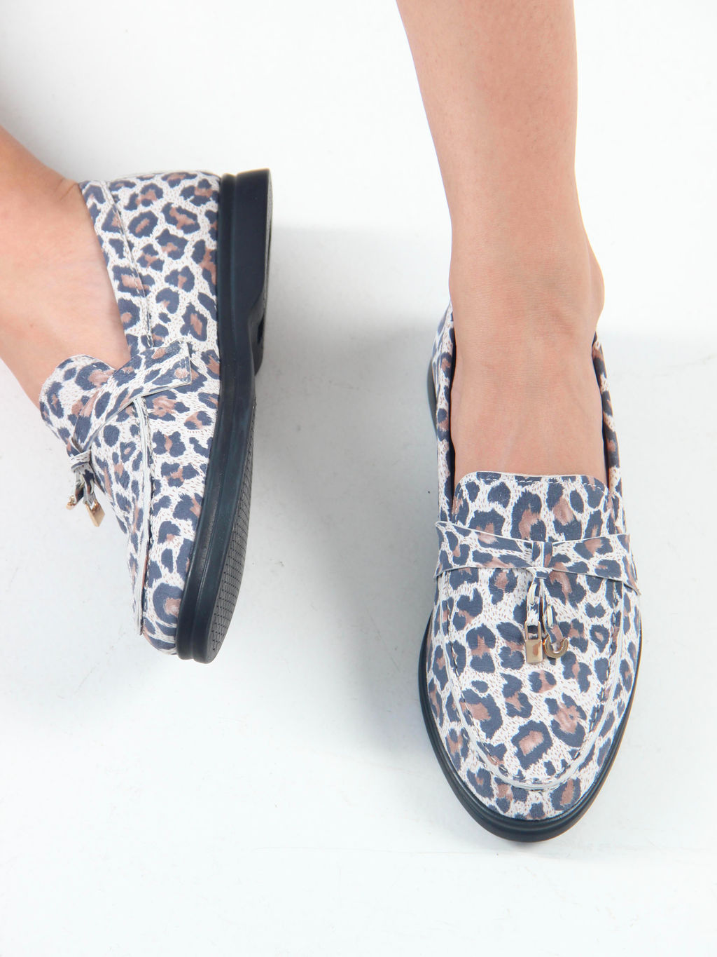 Лоферы туфли 170.2614bl. белый леопард