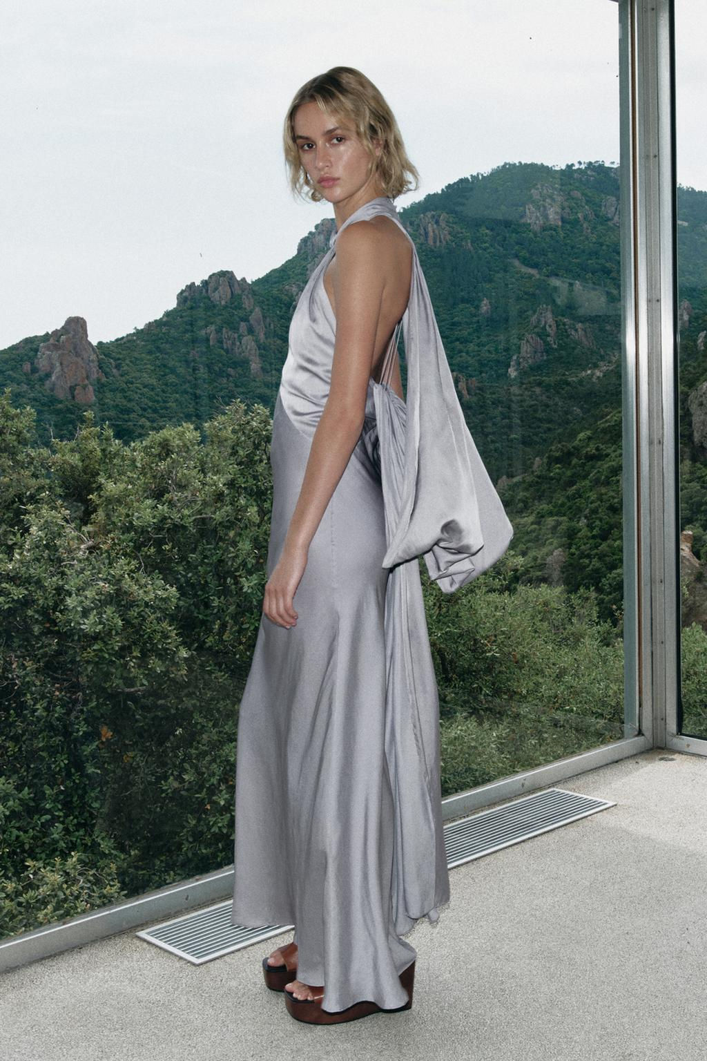 LIMITED EDITION SATIN CAPE DRESS