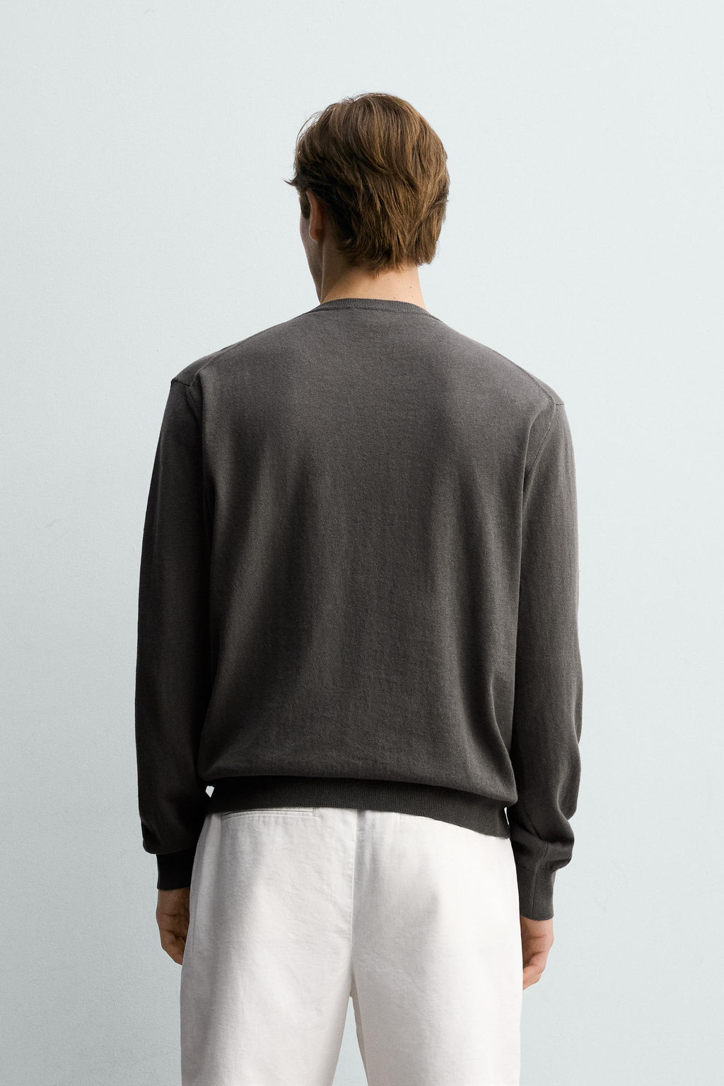 JERSEY REGULAR FIT ALGOD?N - LINO / Gris - Zara фото 3