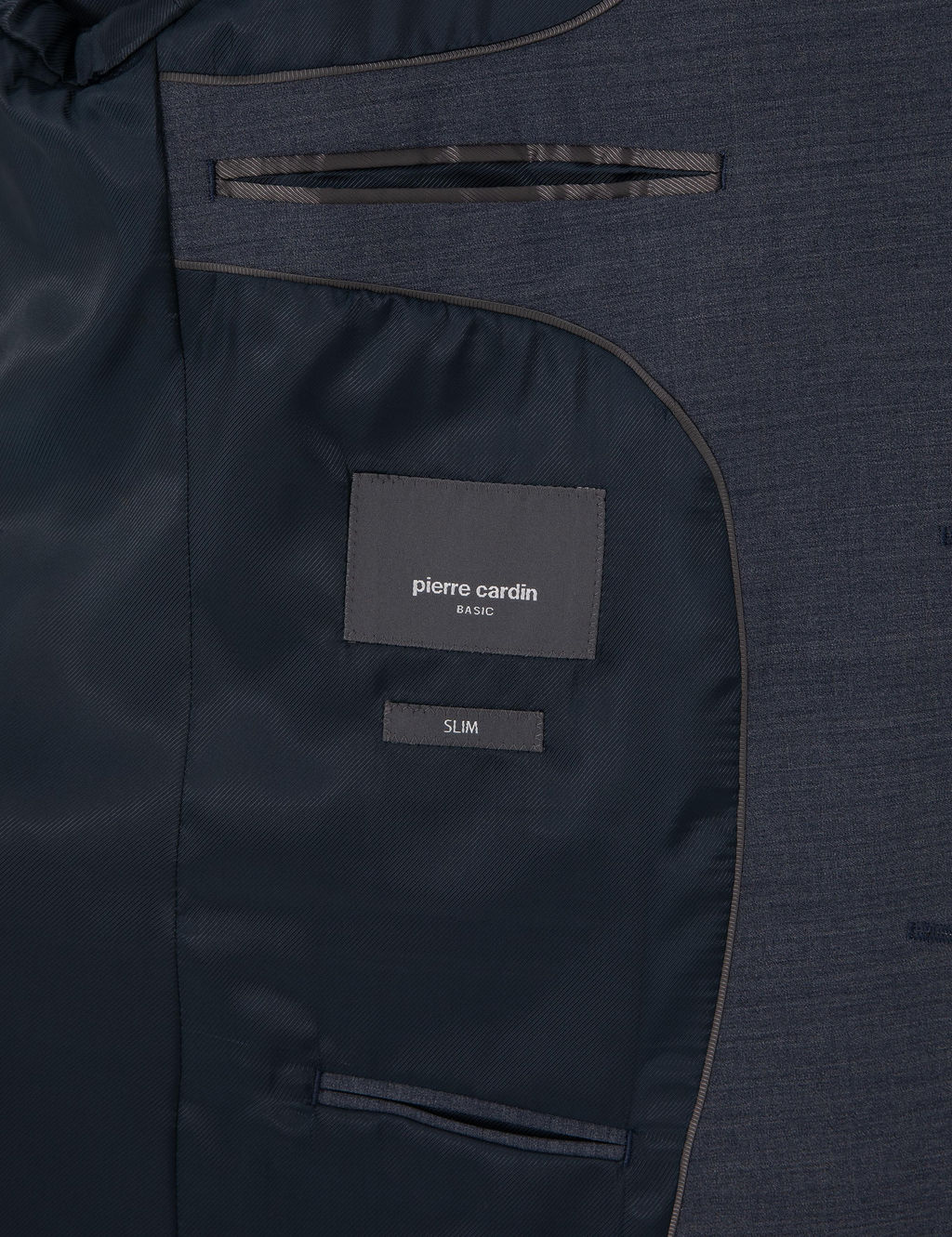Koyu Mavi Slim Fit Y_n Kar___ml_ Tak_m Elbise