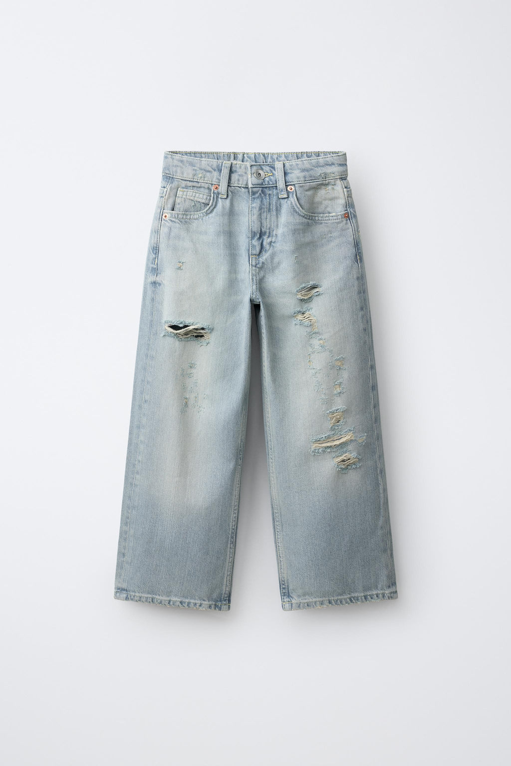 PANTAL?N WIDE LEG ROTOS / Azul