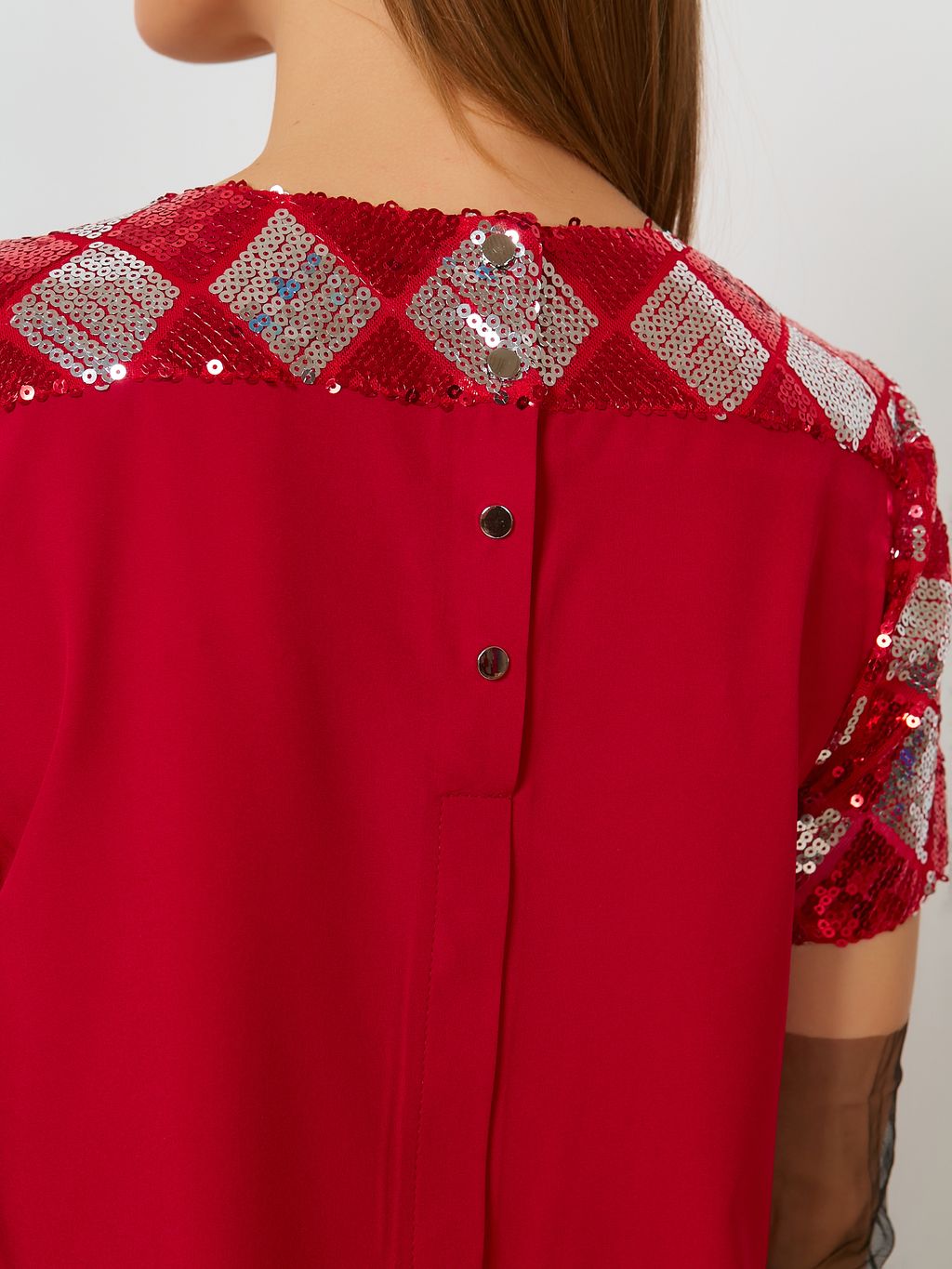 Комбинированная блуза с пайетками - Stilla фото 6