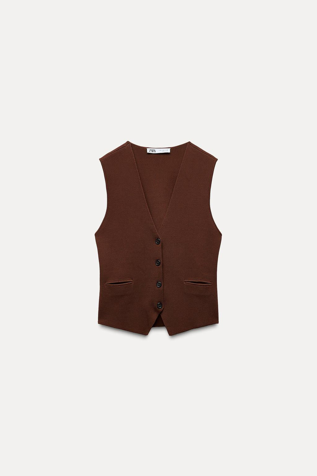 KNIT WAISTCOAT TOP WITH BACK TAB - Zara фото 13