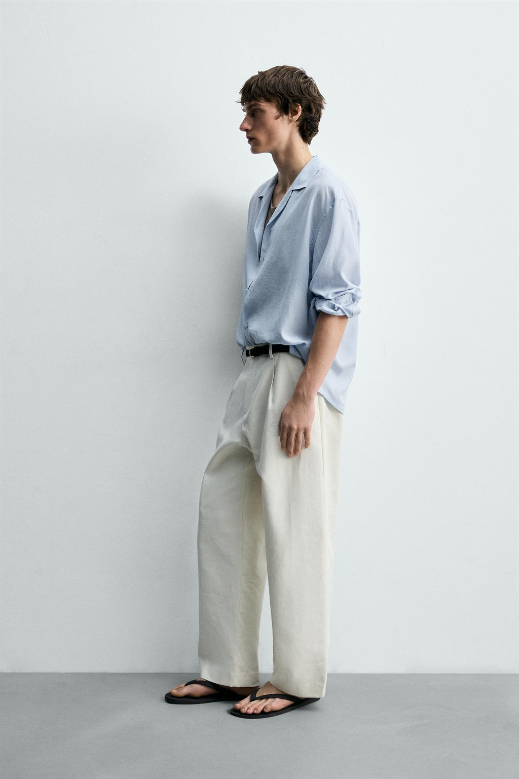 CAMISA FLUIDA RELAXED FIT / Celeste - Zara фото 4