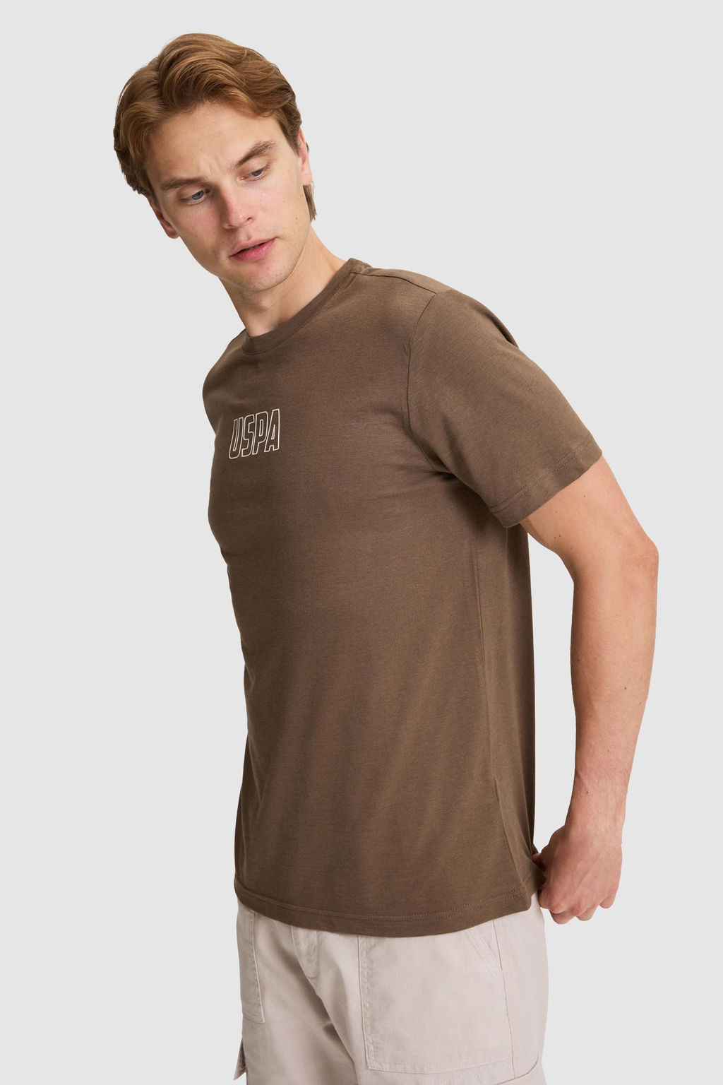 Erkek Kahverengi Regular Fit Bisiklet Yaka Ti__rt