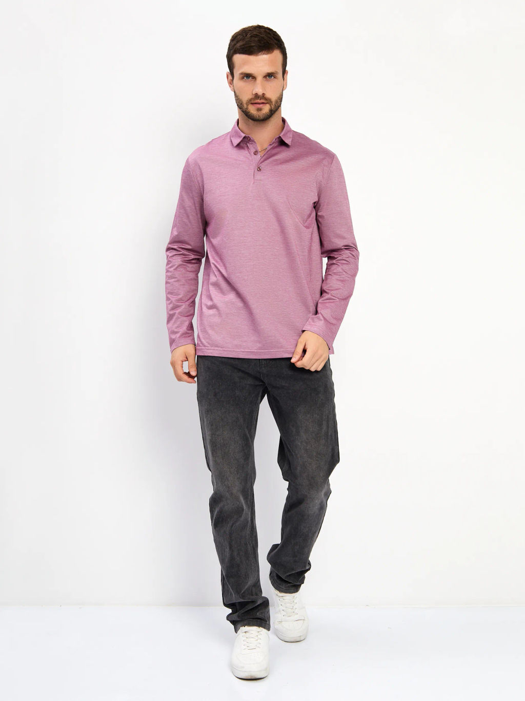 Джемпер мужской с воротником поло GREG G155-PM4-LT1635 (бордо)  фото 11