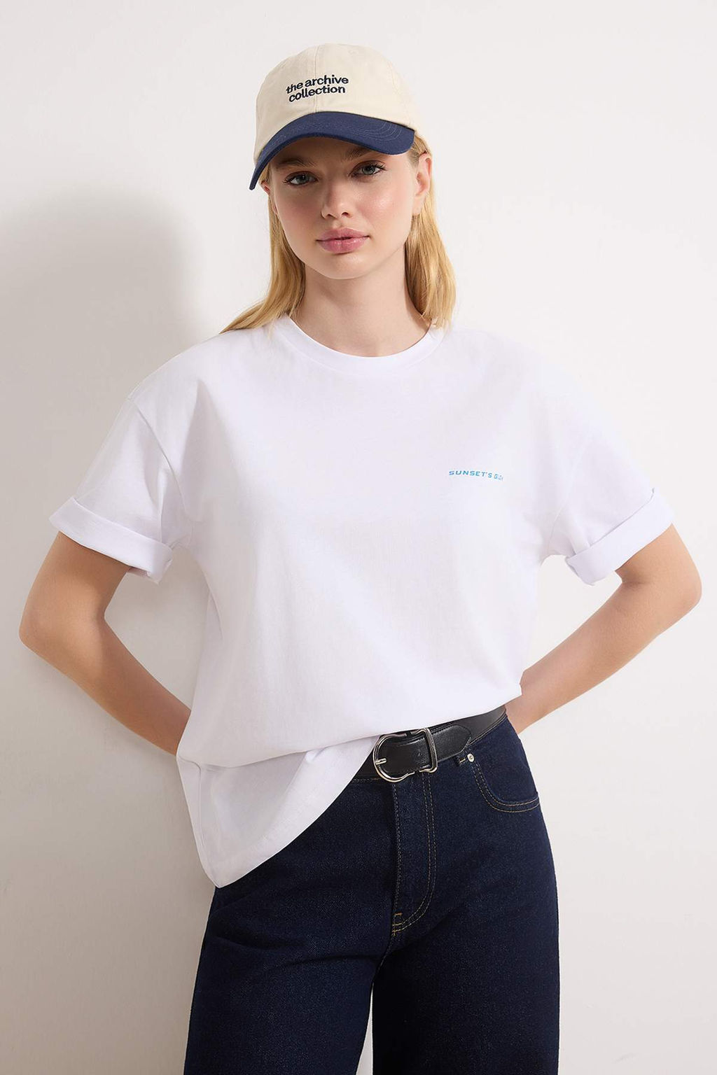 TRENDYOLMILLA Beyaz Premium %100 Pamuk Bask?l? Relaxed/Rahat Kal?p Orme T-Shirt TWOSS24TS00172 фото 28
