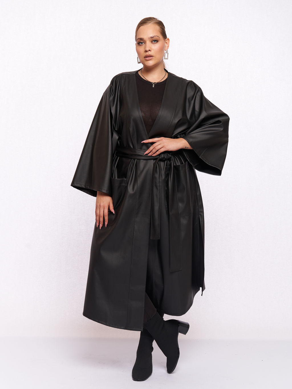 Кардиган кожаный KA05109BLK01