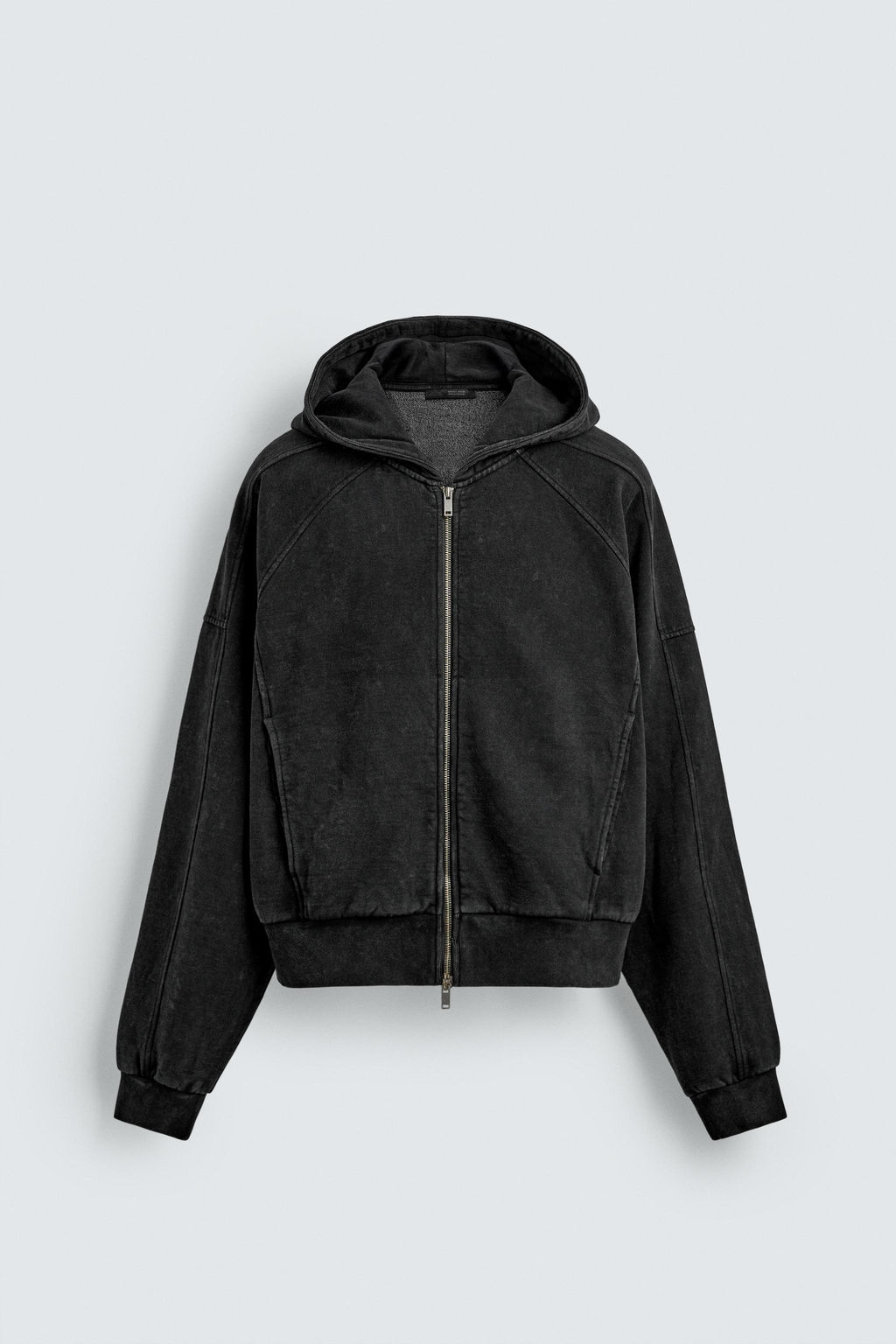SUDADERA CROPPED FIT  CAPUCHA / Antracita oscuro - Zara фото 7