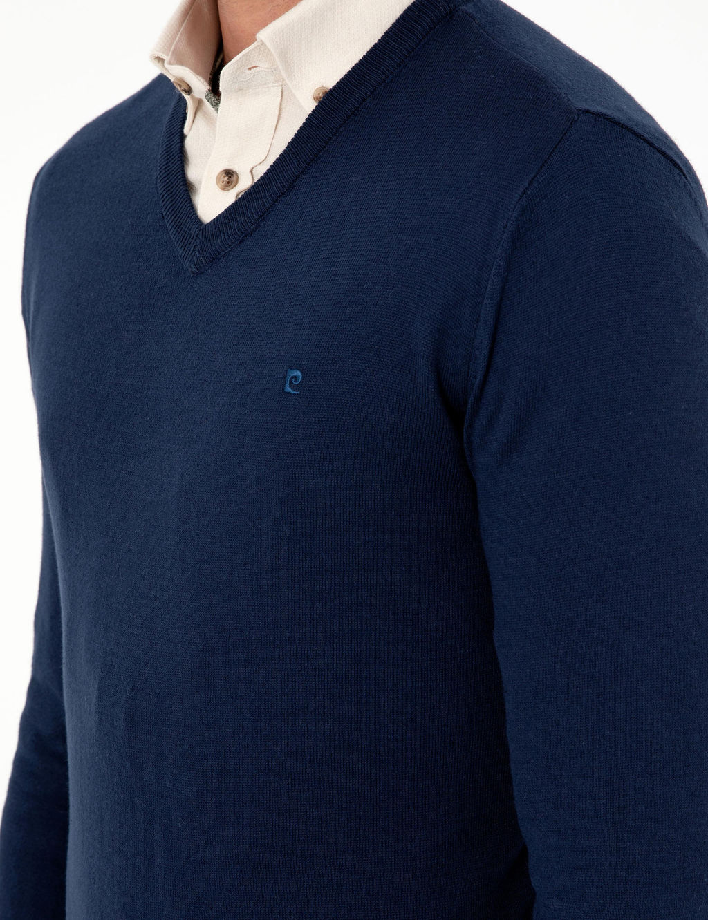 A__k Lacivert Slim Fit V Yaka Basic Triko Kazak - Pierre cardin фото 7