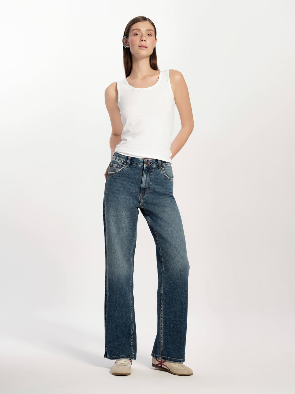 CONTE CON-737 Джинсы straight из eco-friendly денима с эффектом потёртостей blue - Conte elegant фото 2