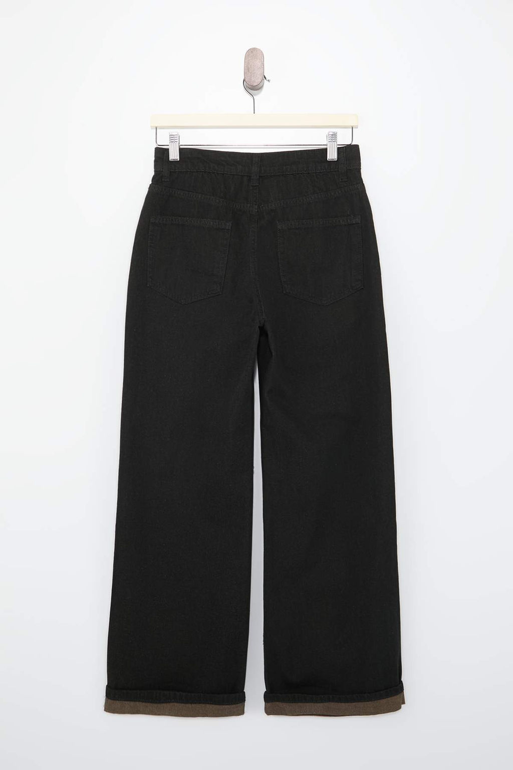 Siyah DOKUMLU Yuksek Bel 100% Pamuk Wide Leg Jeans TWOSS26JE00083 - Trendyolmilla фото 2