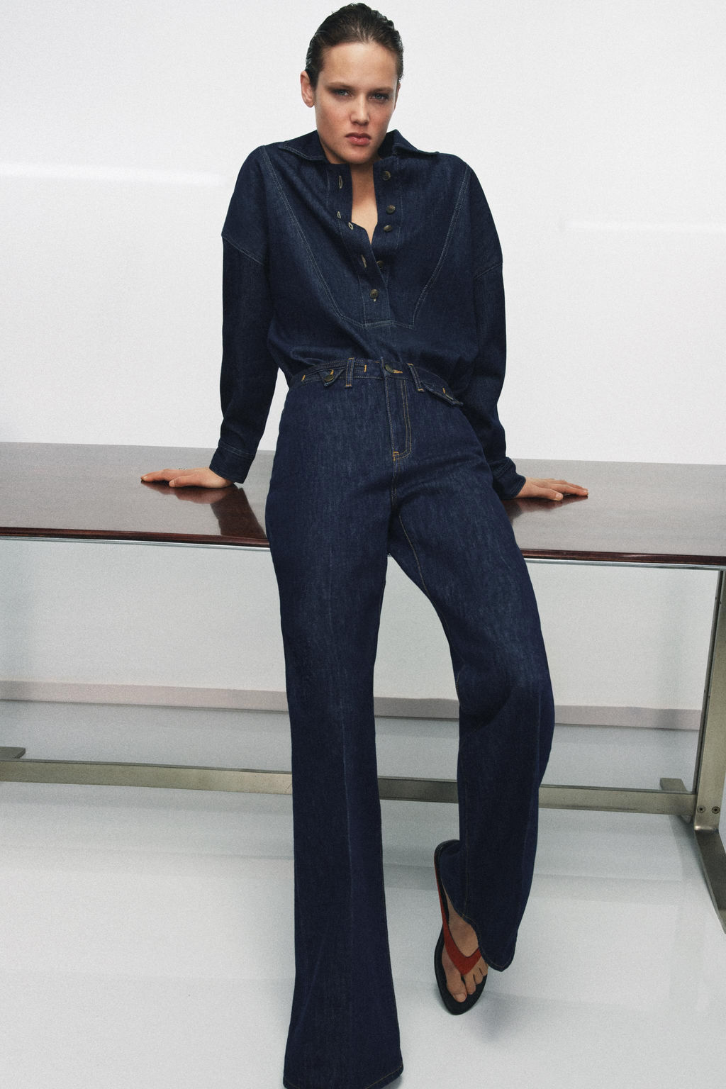 CAMISA DENIM ZW COLLECTION / Azul - Zara фото 6