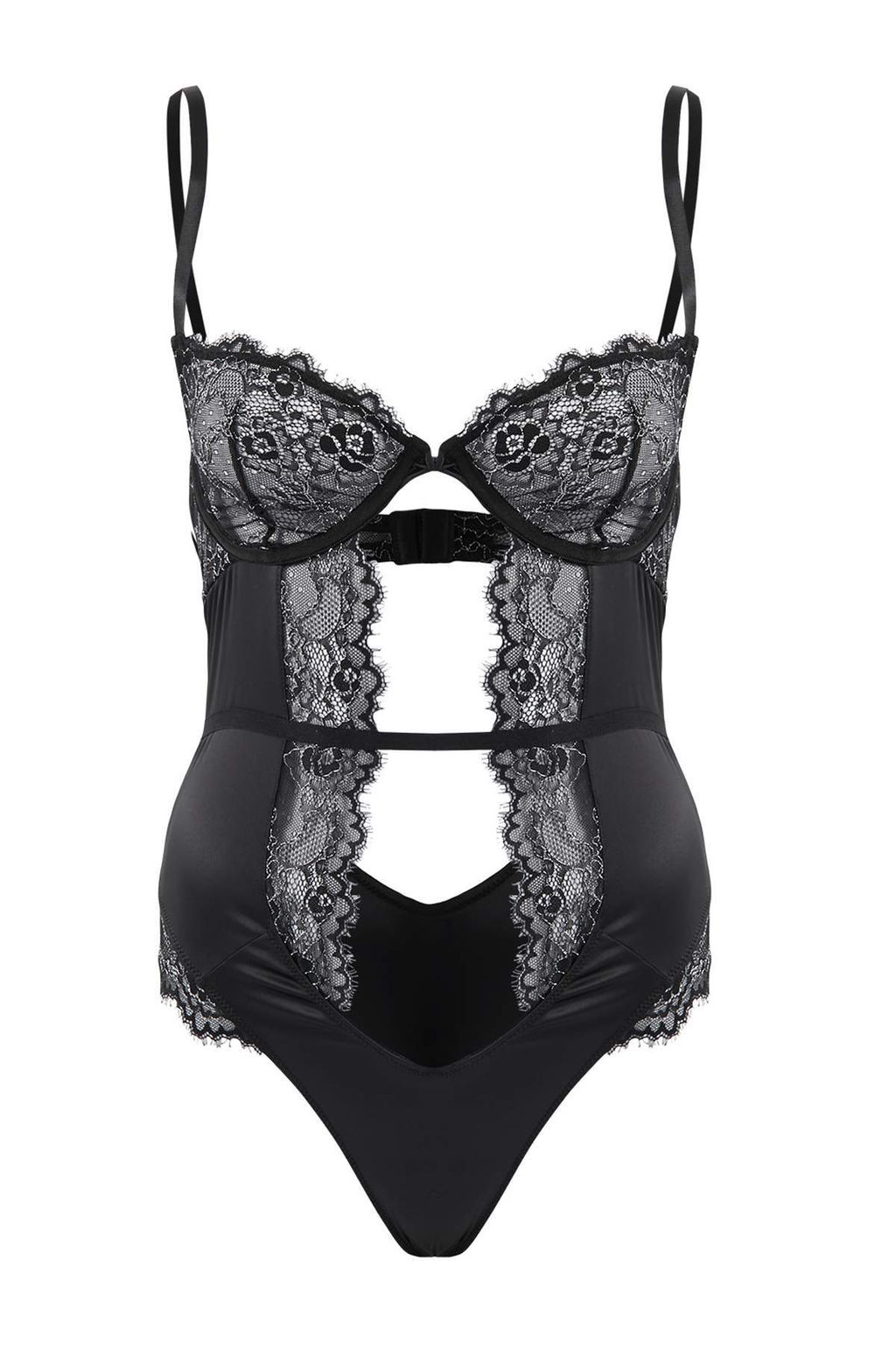 Siyah Saten Fitted Gumus Renk Detayl? Cut Out Body THMSS26BD00007