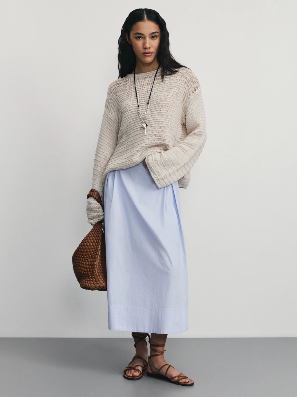 Джемпер ажурной вязки из хлопка / Zarina  фото 2