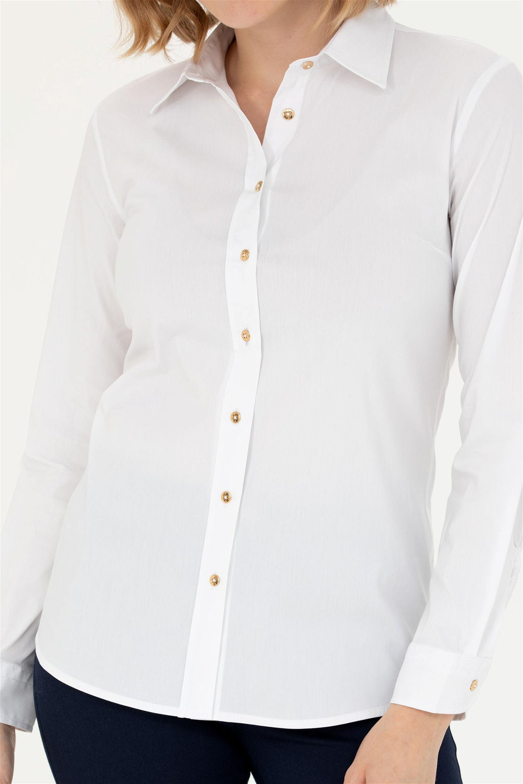 Женская белая базовая рубашка с длинным рукавом - U.s. polo assn фото 13