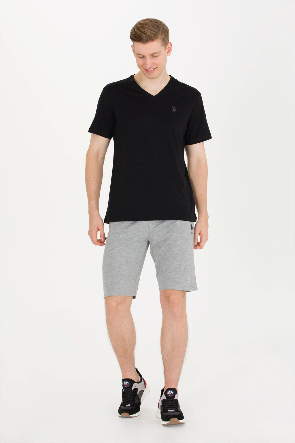 Мужские серые меланжевые вязаные шорты - U.s. polo assn фото 10