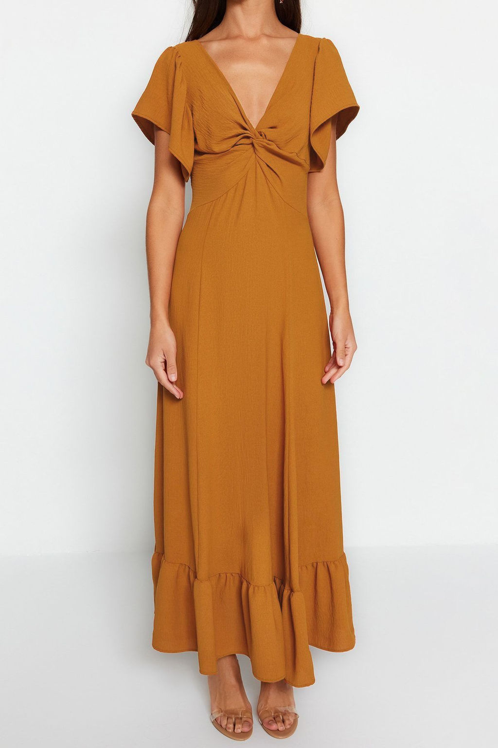 Tarc?n A-Kesim Yaka Detayl? Dokuma Elbise TWOSS23EL02065 - Trendyolmilla фото 6