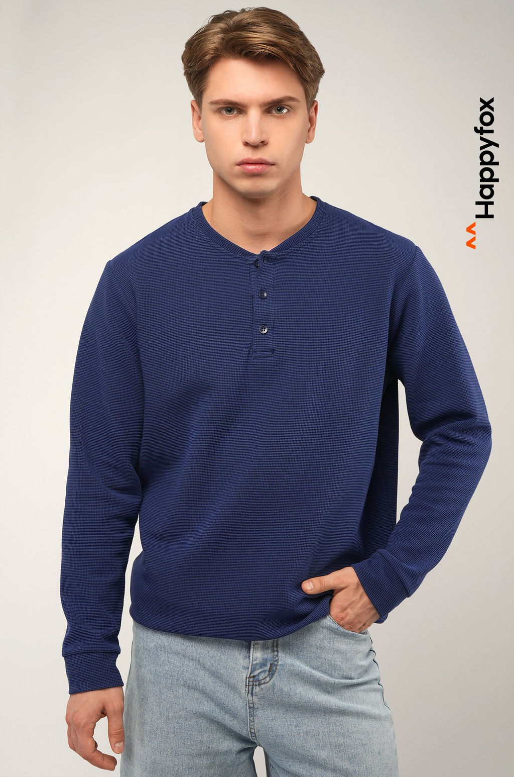 Мужской лонгслив на пуговицах Happyfox