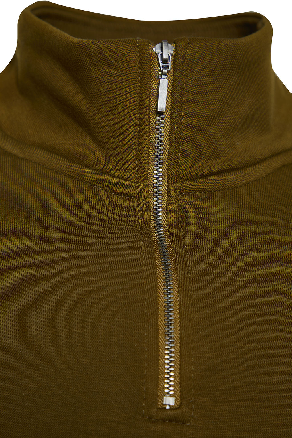 Yesil Regular/Normal Kesim Dik Yaka Fermuarl? Pamuklu Basic Ici Polarl? Sweatshirt TMNAW24SW00041