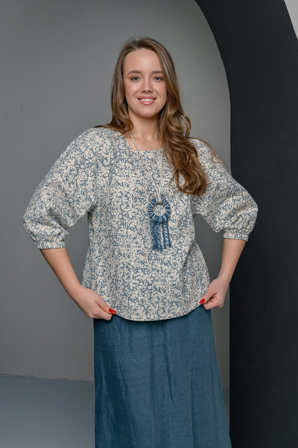 70% ЛЁН+30% ХЛОПОК свободная блуза - Новый лен фото 4